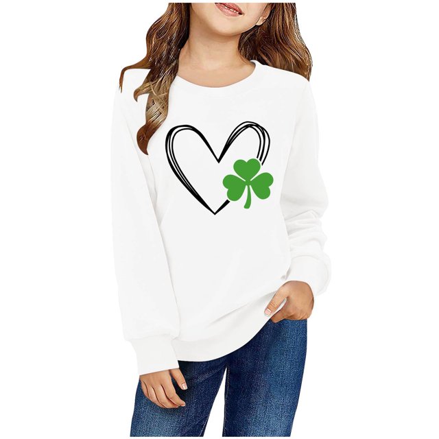 Rbaofujie Chandail de la Saint-Patrick pour Filles T-Shirt de la Saint-Patty à Manches Longues Hauts Graphiques de la Saint-Patrick