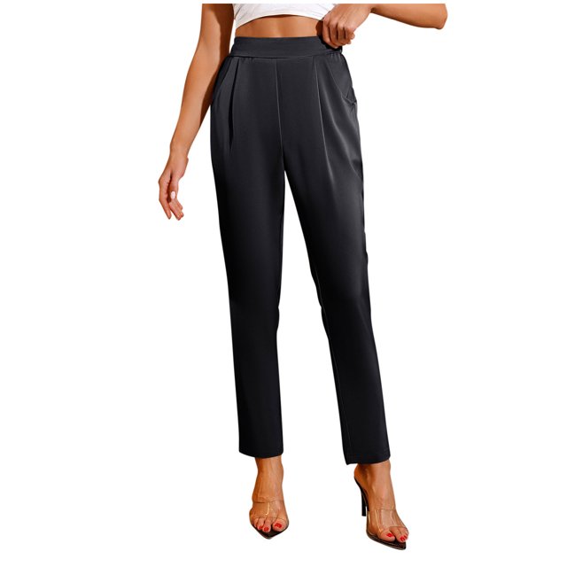 Timegard Pantalon Habillé pour Femmes Jambe Fuselée Taille Haute Froncé Affaires Travail Décontracté Pantalon Ample Automne