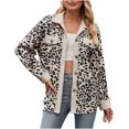 thumbnail image 1 of PEZHADA Womens Shacket Jacket New Leopard Print Button Long Sleeve Jacket Shirt Coat with Pocket Beige, 1 of 6