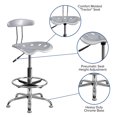 thumbnail image 2 of Vibrant Silver and Chrome Drafting Stool with Tractor Seat, 2 of 9