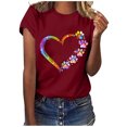 thumbnail image 2 of SMihono Hauts pour Femmes Été Chic Décontracté Femmes Décontracté Impression de Lettres Manches Courtes Col Rond T-Shirt Ample Blouse Hauts Grande Taille T-Shirt, 2 of 6
