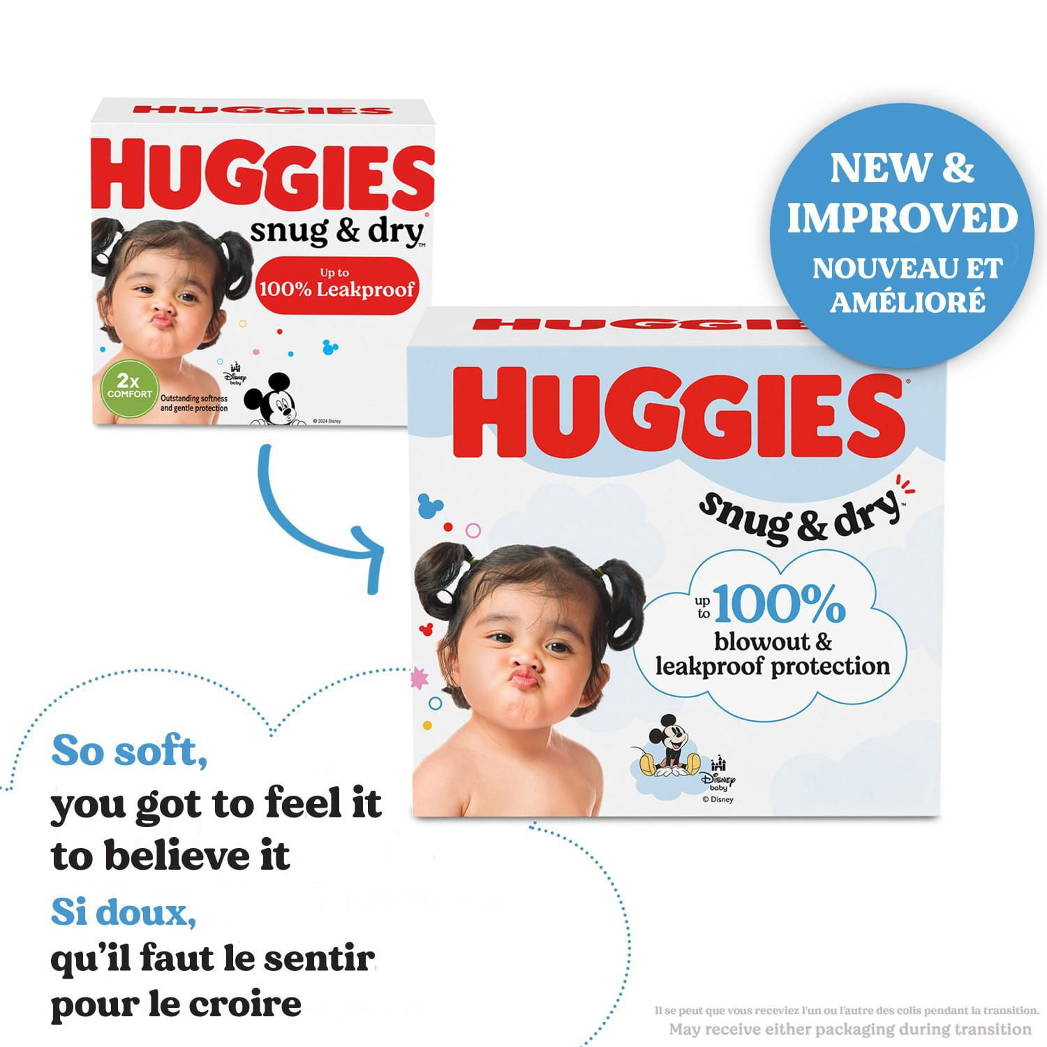 Couches pour bébés Huggies Snug & Dry, taille 1 (4 à 6 kg [8 à 14 livres]), 208 couches