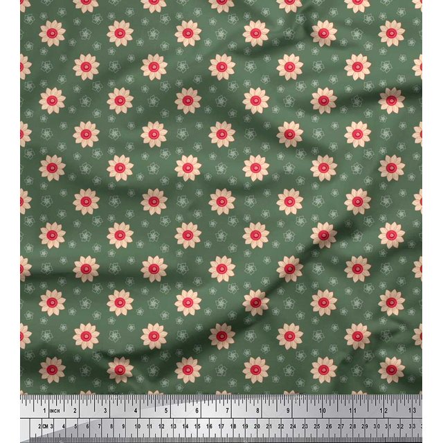 Soimoi Poly Georgette Fabric Artistic Floral Printed Fabric 1 Yard 52 Inch Wide