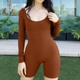 thumbnail image 2 of Womens Yoga Jumpsuits One Piece Workout Ribbed Long Sleeve Rompers Outfits U Neck Sport Exercise Jumpsuits Bodysuits, 2 of 6