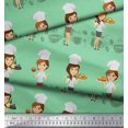 thumbnail image 2 of Soimoi Poly Georgette Fabric Cook Girl Printed Craft Fabric by the Yard 42 Inch Wide, 2 of 3
