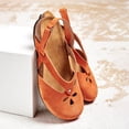 thumbnail image 4 of Babysbule Womens Clearance Sandals, Summer Round-toe Frosted Suede Flat Solid Color Buckle Backspace Casual Sandals, 4 of 7
