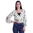 thumbnail image 1 of Moomaya Printed Womens Crop Top Wrap Style Top Wear Ruffle Long Sleeve Casual Summer Blouse, 1 of 5