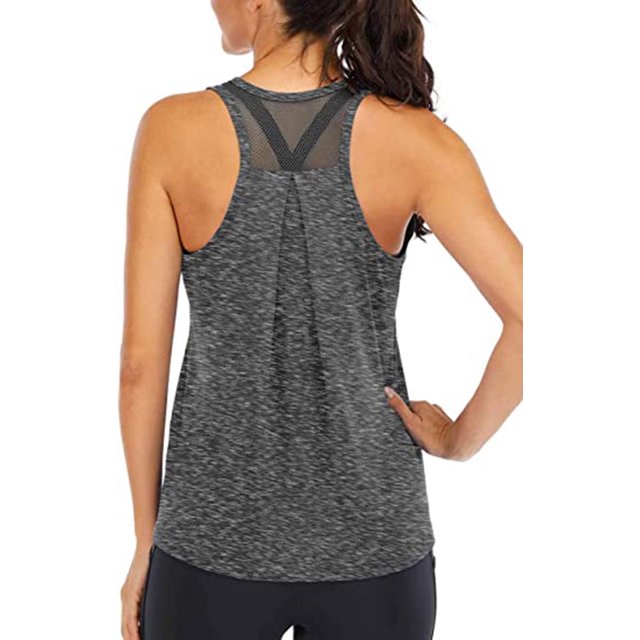Workout Tops for Women Loose fit Racerback Tank Tops for Women Mesh Backless Muscle Tank Running Tank Tops