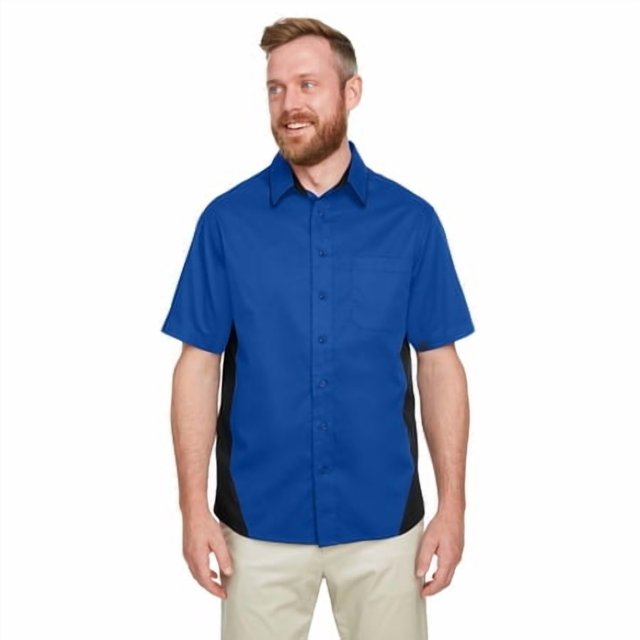 Harriton Chemise à Manches Courtes Colorblock pour Hommes M586