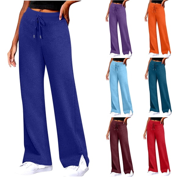 WRKEKC Women's Wide Leg Sweatpants High Waist Drawstring Workout Pants Casual Lounge Athletic Joggers with Pockets