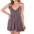 thumbnail image 1 of Yuyuzo Rompers for Women Adjustable Spaghetti Strap Sleeveless Jumpsuits Deep V Neck Wide Leg Shorts Summer Overalls, 1 of 7