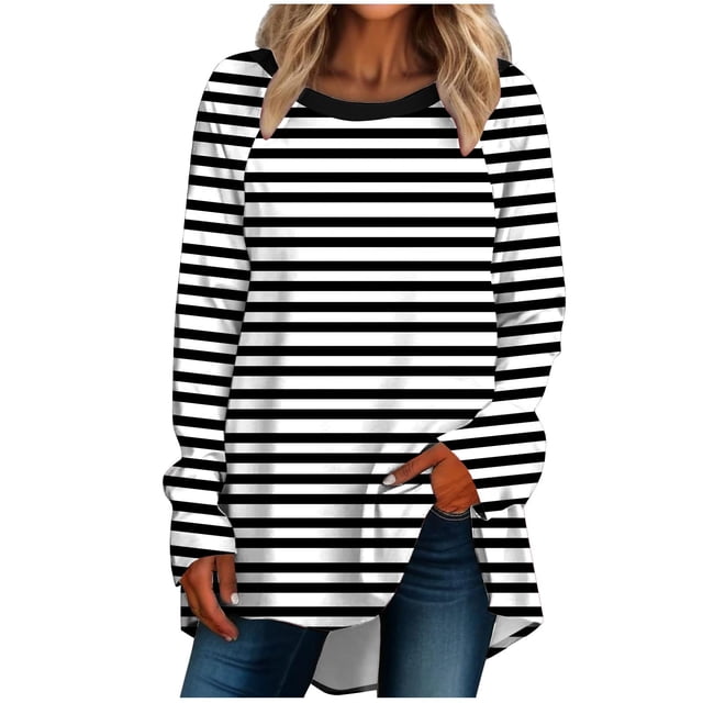 Birdeem Hauts pour Femmes Décontractés Été Manches 3/4 Femmes Décontractées Manches Longues Col Rond Hauts Blouse Ample Imprimé Graphique Chemise Hauts et Blouses Été