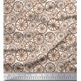 thumbnail image 1 of Soimoi Tissu Georgette Poly Brun Roue Tissu à Imprimé Ethnique au Mètre 42 Pouces de Large, 1 of 3