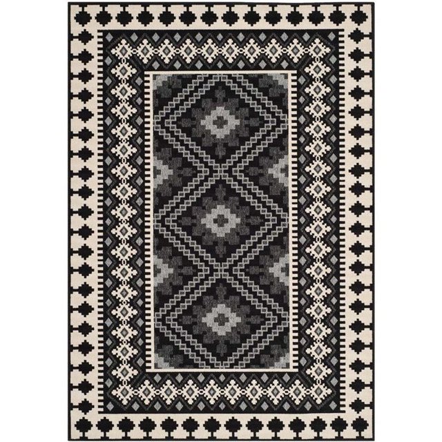 Safavieh Veranda Tapis Intérieur Extérieur Noir - 4 Pieds x 5 Pieds7 Pouces