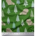 thumbnail image 1 of Soimoi Green Modal Satin Fabric Bear & Tree Christmas Print Fabric by the Yard 42 Inch Wide, 1 of 3