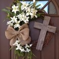 thumbnail image 2 of Easter Wreath Door Hanging Decoration with Cross  Bouquet Garland for Front Door Decor  Simulation Plant Flower Link Day Decorations Grape Vines Wreath, 2 of 7