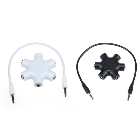 Snowflake earphone 3.5 hexagon one minute five earphone splitter audio adapter plug white
