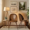 thumbnail image 3 of Homy Casa 2-Pack Armless Upholstered Accent Chairs with Round Back, Brown Faux Suede, 3 of 10