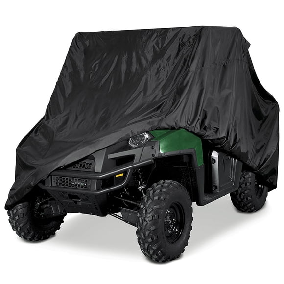 Housse UTV Noire de Luxe Convient jusqu'à 120 Po L avec Cage Roulante - Housse de Rangement en Polyester 190 T Résistante à l'Eau et aux Rayons du Soleil, Compatible avec Polaris Côte à Côte Ranger Gator Prowler Yamaha Prowler Rancher Foreman