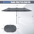 thumbnail image 3 of Costway 15.5 FT Extra-Large Patio Umbrella with LED Solar Lights & 12 Heavy-Duty Ribs Gray, 3 of 10