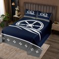 thumbnail image 2 of Erosebridal Sailboat Rudder Coverlet Set Twin for Kids, Ocean Nautical Bedding Set, Navy Blue, 2pcs, 2 of 5