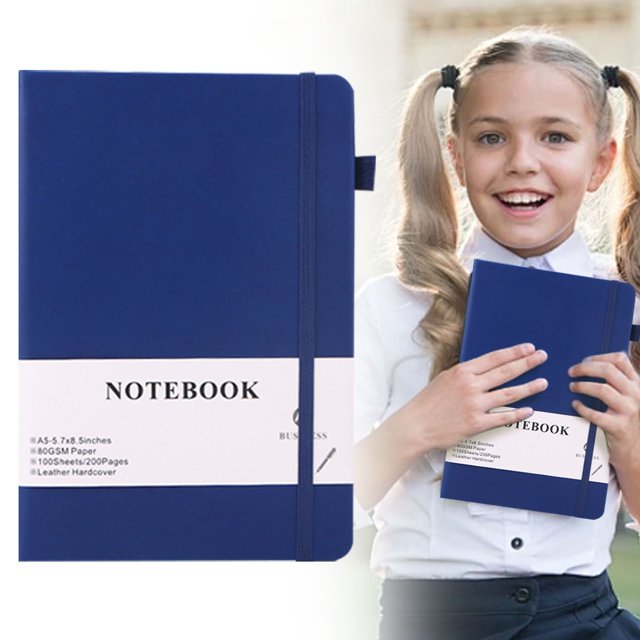 Blekii Carnet à Couverture Rigide A5 Ligné – 200 Pages (100 G/m2), Format Moyen pour le Travail, l'École et la Prise de Notes Cahier Simple Ligné Bleu Foncé