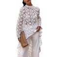thumbnail image 1 of PRETTYGARDEN Haut Décontracté pour Femme à Manches Longues, Col Rond, Asymétrique Haut-Bas, Ourlet Irrégulier, Blouse Chemise Robe (Blanc, Très Grand), 1 of 4