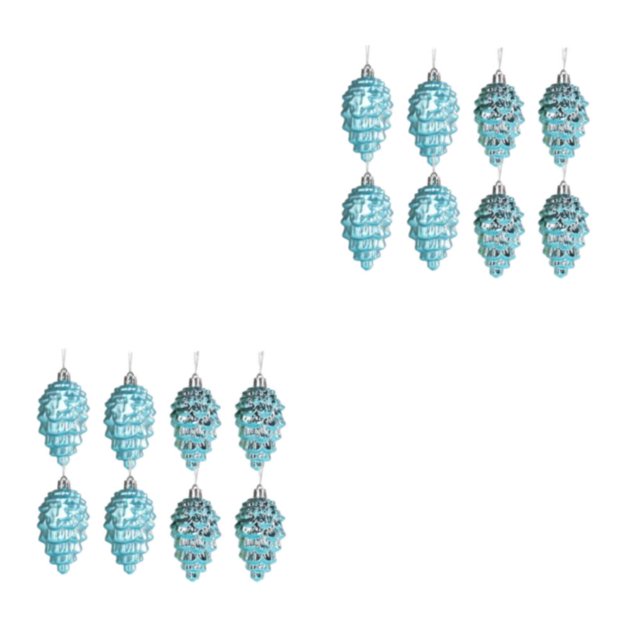 Maytalsory 8pieces Plastic Pine Tree Hanging Conveniently Designed Decorations For Easy Lake Blue 2Set