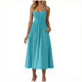 thumbnail image 1 of Yuyuzo Robes pour Femmes Décontractées Robes Maxi Smockées Bretelles Spaghetti Évasées Ligne A Longue Fluide Robe d'Été de Plage, 1 of 6