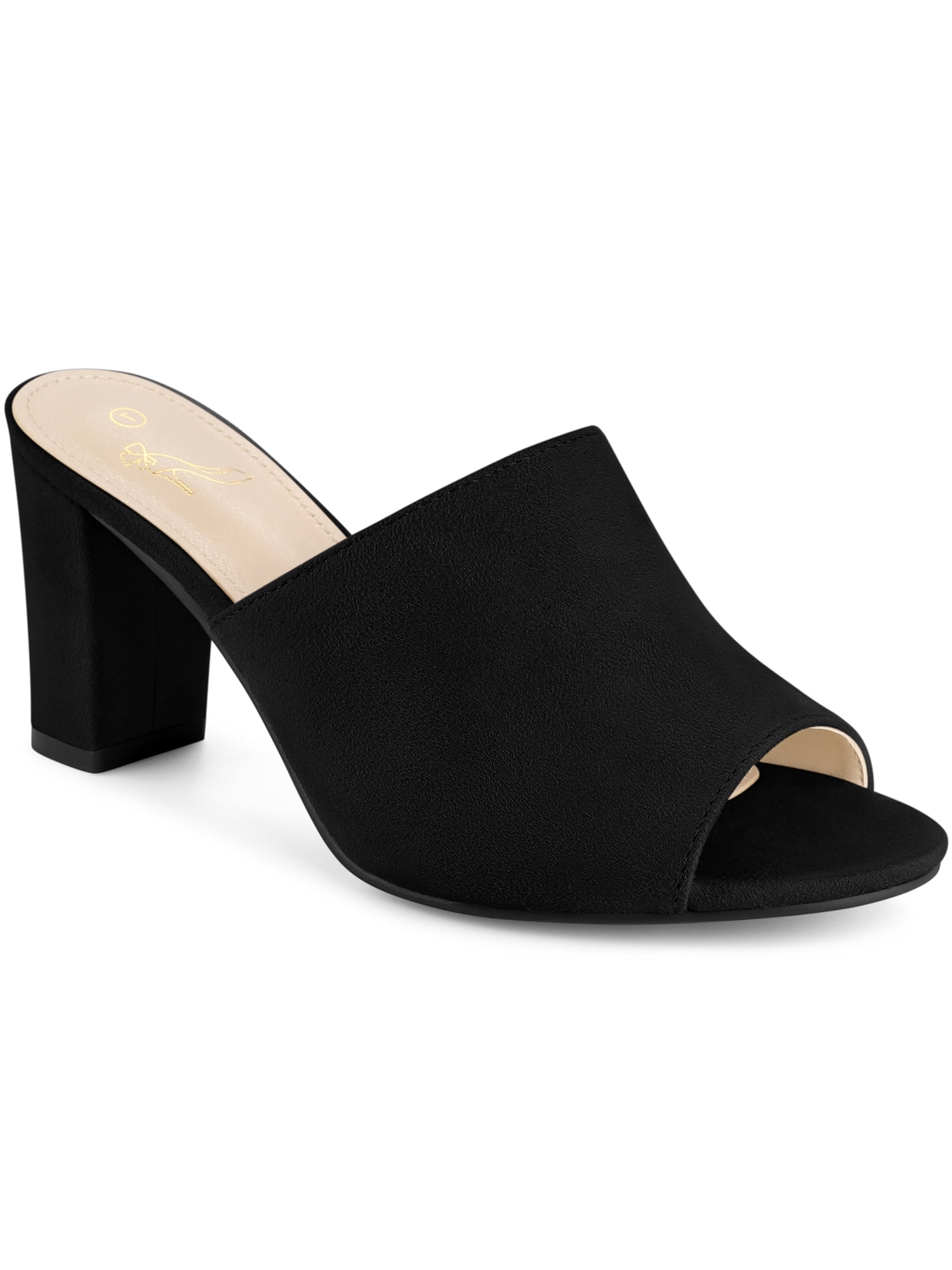 BLISSFUL STEP Mules à Talons pour Femmes à Enfiler Sandales à Talon Bloc Noires 5,5