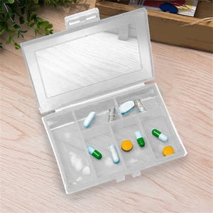Tyidzon 6 Compartiment organisateur de pilules de voyage, boîte à pilules, boîte quotidienne de vitamines de médecine, boîte d'huile de poisson, boîte de supplément, blanc