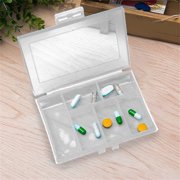 CQCYD Travel Pill Organizer 6 Compartment, Transparent Vitamin Box Portable Medicine Case Dispenser, Daily Supplement Container, Compact Pill Box for Pocket Purse, Home Office Health