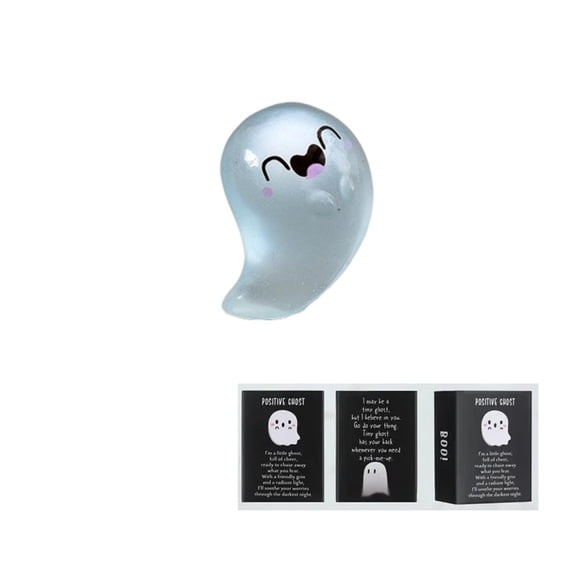 Rvkxad Glow in The Dark Mini Ghost Figures, Resin Luminous Collectible Toy Set with Thank You Cards, Spooky Ghost Decor, Halloween Party Favor