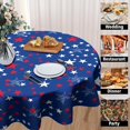 thumbnail image 3 of Patriotic 4th of July Tablecloth American Flag Round Tablecloth 60 Inch Independence Day Table Cloth for Farmhouse Kitchen Decor Polyester Blue Star Flag Table Covers for Party Outdoor Camping, 3 of 6