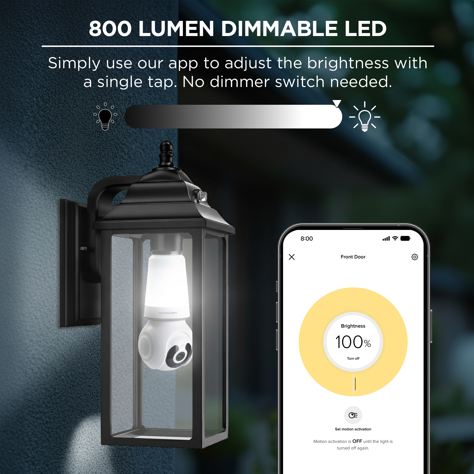 Caméra de sécurité Merkury Smart 2K intégrée à une ampoule, rotation et inclinaison à 360°, vidéo HD 4 MP, vision nocturne, alertes de mouvement