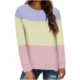 thumbnail image 2 of Timegard Women's Sweatshirt Crew Neck Long Sleeve Color Block Pullover Fall Winter Casual Tunic Tops, 2 of 4