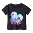thumbnail image 1 of FhsagQ le 7 Juillet Garçon et Fille Mode Décontractée Imprimé Col Rond Ample Manche Courte T-Shirt Haut Filles Printemps le 7 Juillet T-Shirts Taille 7/8 Pâques Filles Chemises d'Été Taille 14/16 Noir 4-5 Ans, 1 of 3