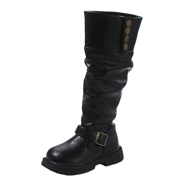 Curenmufel Toddler Boots Toddler Little Boys Girls Cowboy Boots Kids Western Square Toe Riding Mid Calf Boots Size 9 (Black,Toddler 9)