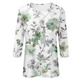 thumbnail image 4 of Pisexur Womens Hauts Mode Imprimé Floral T-Shirts Décontractés Col Rond Manches 3/4 Tee Tops Tendance Blouses Été Automne, 4 of 4