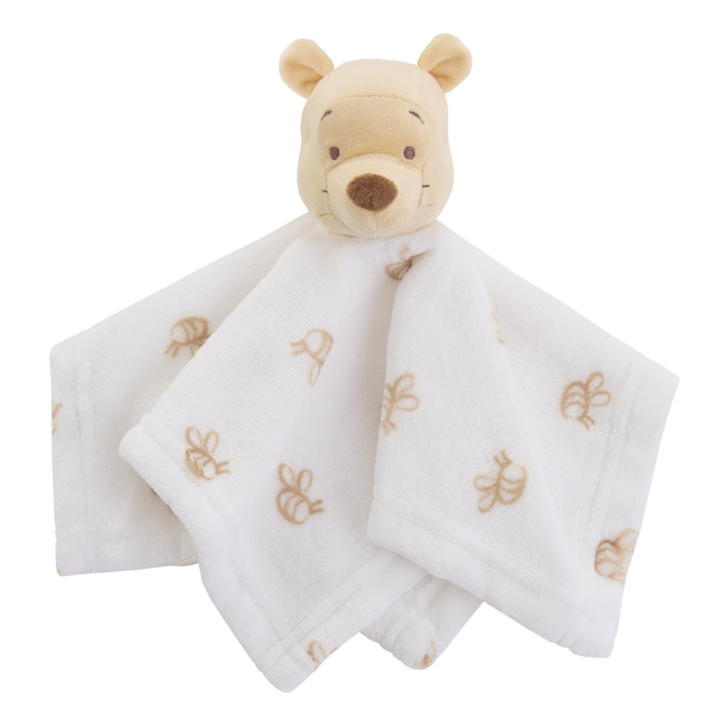 Winnie the Pooh Plush Security Blanket, Infant Unisex, Ivory and Gold