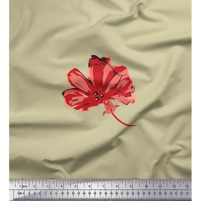 Soimoi Moss Georgette Fabric Artistic Flower Decor Fabric Printed Yard 42 Inch Wide