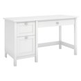 thumbnail image 1 of Scranton & Co Bureau d'Ordinateur Contemporain en Bois pour Bureau avec Rangement, Blanc Pur, 1 of 5