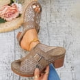 thumbnail image 2 of Wdhugt Floral Embroidered High Heel Slippers For Women Metal Buckle Half-Covered Toe Spring Summer Style Us Size 7 Heel Height 2.87 Inches Pu Material, 2 of 9