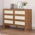 thumbnail image 4 of Bingirl Commode Double à 6 Tiroirs avec Motif en Jute et Poignées Dorées : Armoire de Rangement Style Ferme pour Chambre et Entrée, 4 of 7
