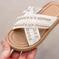 thumbnail image 4 of Slippers for Girls, Sweet Pearl Soft Sole Cross Strap Sandals for Spring Summer Outdoor Wear, 4 of 6