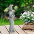 thumbnail image 2 of Ornement de Jardin Bouddha Debout Pierre en Résine Effet Zen Statue Extérieur Intérieur, 2 of 8