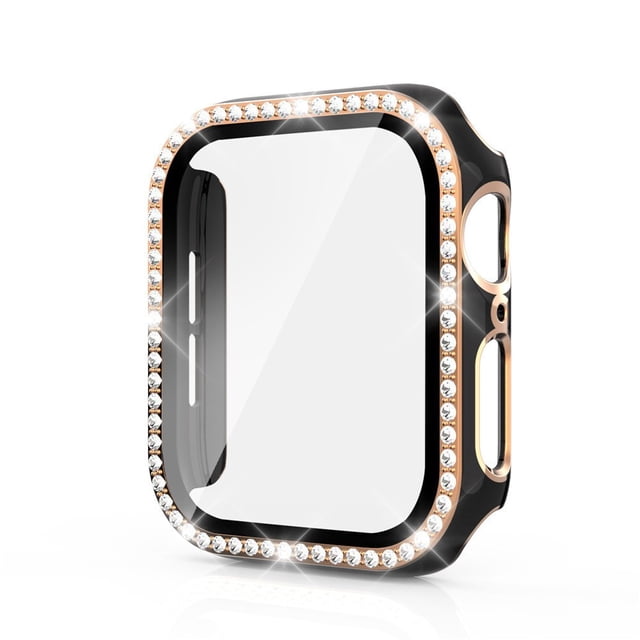 Apple Watch Case with Tempered Glass Screen Protector for Apple Watch 44mm Series 6/5/4/SE, Bling Crystal Diamond Rhinestone Ultra-Thin Bumper Full Cover Protective Case for Women Girls iWatch