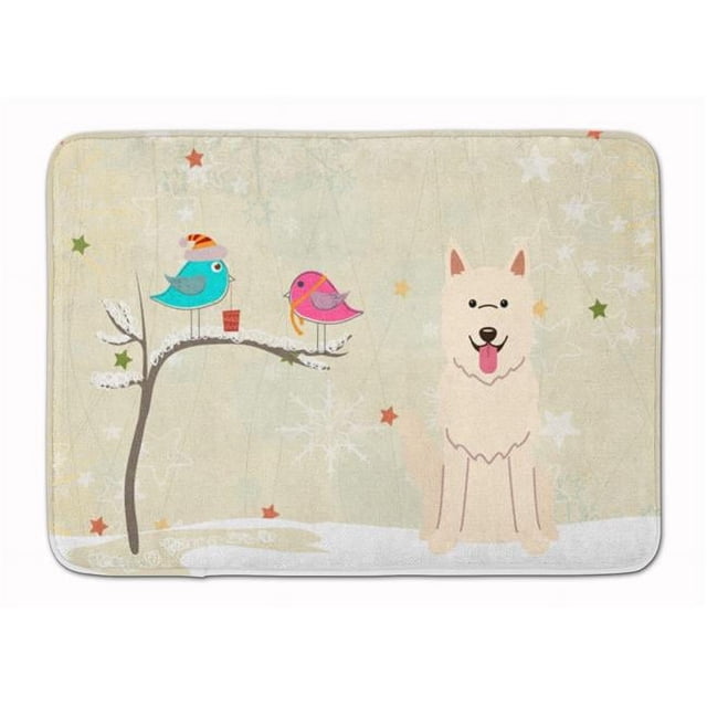 Carolines Treasures BB2517RUG Christmas White German Shepherd Machine Washable Memory Foam Mat