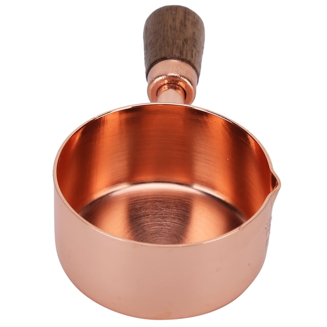 Poêle à Sauce Rose Doré en Acier Inoxydable avec Poignée en Bois, Multifonctionnelle pour Condiments, Assaisonnements, et Plus