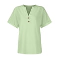 thumbnail image 4 of Dealovy Womesn Tops Summer Casual V Neck Buttons T-Shirts Short Sleeve Solid Color Loose Fitted Tees, 4 of 5